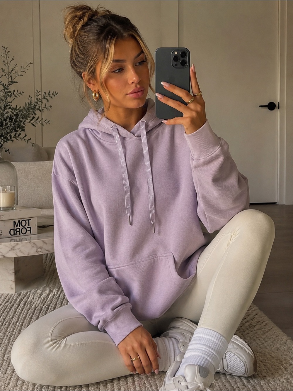 Marc New York Lavender Oversized Hoodie Minimalist Cozy Sweatshirt Medium
